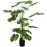 Vještačka biljka monstera u crnoj saksiji s mahovinom, zelena