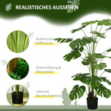 Vještačka biljka monstera u crnoj saksiji s mahovinom, zelena