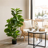 Vještačka biljka ficus s 90 listova i saksijom, zelena