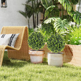 Set od 2 vještačke kugle šimšira s kočićem Ø 40 × 56 cm, zelene