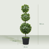 Vještačka biljka u saksiji s tri kugle, set od 2 komada, zelena