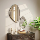 Set od 2 zidna ogledala u obliku oblutka 70 × 46 cm i 49,5 × 31 cm, crna