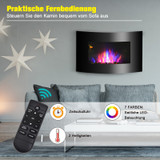 Električni zidni kamin s grijanjem 900/1800 W i 7 boja plamena, crni