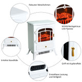 Električni kamin s grijanjem i efektom plamena 950/1850 W, bijeli