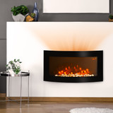 Zidni električni kamin s grijanjem 900/1800 W i LED plamenom, crni