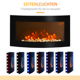 Zidni električni kamin s grijanjem 900/1800 W i LED plamenom, crni