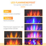 Zidni električni kamin s LED efektom plamena i grijanjem, crni