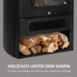 Električni kamin s LED plamenom i grijanjem 1000/2000 W, crni
