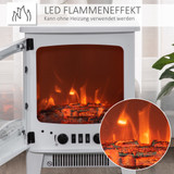 Električni kamin s grijanjem i LED efektom plamena 900/1800 W, bijeli