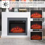 Električni kamin s grijanjem 2000 W i LED plamenom, daljinski upravljač, bijeli