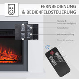 Električni kamin s grijanjem 2000 W i LED plamenom, daljinski upravljač, bijeli