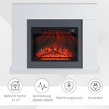 Električni kamin s grijanjem 2000 W i LED plamenom, daljinski upravljač, bijeli