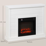 Električni kamin s 3D plamenom i grijanjem 1800 W, bijeli