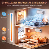 Zidni keramički grijač s ventilatorom 2000 W, Wi-Fi i termostat, bijeli