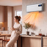 Zidni keramički grijač s ventilatorom 2000 W, Wi-Fi i termostat, bijeli