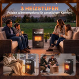 Plinski grijač za terasu 1,5–4,2 kW, sklopiv, s točkićima, crni