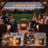 Plinska grijalica za terasu 1,5–4,2 kW, na točkićima, crna