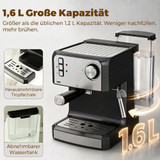 Espresso aparat s pjenilom za mlijeko, 20 bara, rezervoar 1,6 l, crni