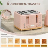 Set toaster za 4 kriške i kuhalo za vodu 1,7 L, 7 stepeni tostiranja, roza
