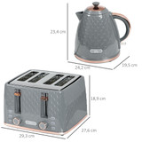 Set toster i kuhalo za vodu 1,7 L, toster za 4 kriške, siva