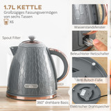 Set toster i kuhalo za vodu 1,7 L, toster za 4 kriške, siva