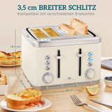 Set kuhala za vodu 1,7 L i tostera za 4 kriške 2200 W, krem
