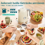 Set kuhala za vodu 1,7 l i tostera za 2 kriške, retro dizajn, krem