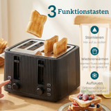 Set kuhalo za vodu 1,7 L, toster za 4 kriške i kuhalo za 6 jaja, crni