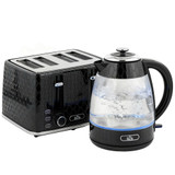 Set kuhalo za vodu 1,7 L i toster za 4 kriške, crni