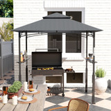 Paviljon za roštilj s policama i LED svjetlom 243 × 148 × 248 cm, tamnosiva