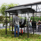 Paviljon za roštilj s policama i LED svjetlom 243 × 148 × 248 cm, tamnosiva
