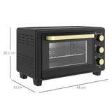 Mini rerna s tajmerom od 60 min i temperaturom 100–230 °C, crna