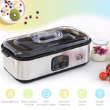 Aparat za jogurt s 8 staklenih posudica od 180 ml, LCD displej i tajmer, srebrni