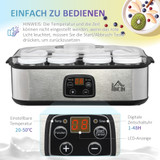 Aparat za jogurt s 8 staklenih posudica od 180 ml, LCD displej i tajmer, srebrni
