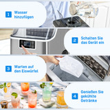 Aparat za led u kockama 20 kg dnevno, rezervoar za vodu 3,2 L, srebrni