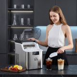 Aparat za led u kockama 20 kg dnevno, rezervoar za vodu 3,2 L, srebrni