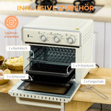 Mini pećnica 5 u 1, 20 L, 1400 W, s tajmerom 60 min, krem i srebrna