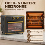 Mini električna pećnica 20 l s prženjem na vrući zrak, 1400 W, crno-zlatna