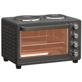 Mini električna rerna 28 L s 2 kuhalne ploče, 2600 W, crna