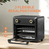 Mini rerna s ventilatorom i funkcijom friteze 10 L, crna