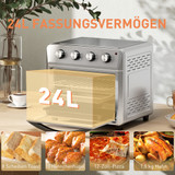 Mini rerna s ventilatorom i fritezom na vrući zrak 24 l, srebrna