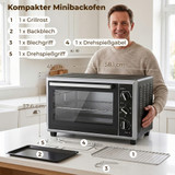 Mini rerna 46 L s ražnjem, ventilatorom i tajmerom, 1800 W, crna