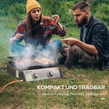 Plinski roštilj s 2 plamenika i neljepljivom pločom, inox, srebrni