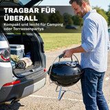 Kuglasti roštilj na drveni ugljen, prenosivi, s poklopcem, crni