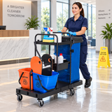 Kolica za čišćenje s prešom i 2 kante od 18 L 111 × 63,3 × 103 cm, crna