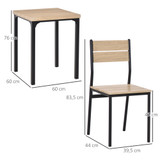 Trpezarijski set: stol i 2 stolice 60 × 60 × 76 cm, boja drveta i crna