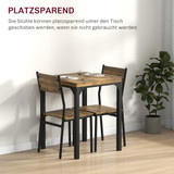 Set stola i 2 stolice 60 × 60 × 76 cm, MDF i metal, rustik smeđa