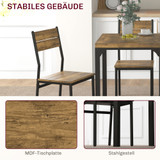 Set stola i 2 stolice 60 × 60 × 76 cm, MDF i metal, rustik smeđa