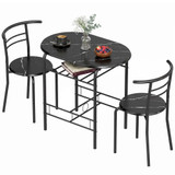 Set trpezarijski stol i 2 stolice s policom 80 × 52 × 76 cm, crni mermerni dekor