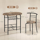 Trpezarijski set sa stolom i 2 stolice 80 × 52 × 76 cm, rustik smeđa
